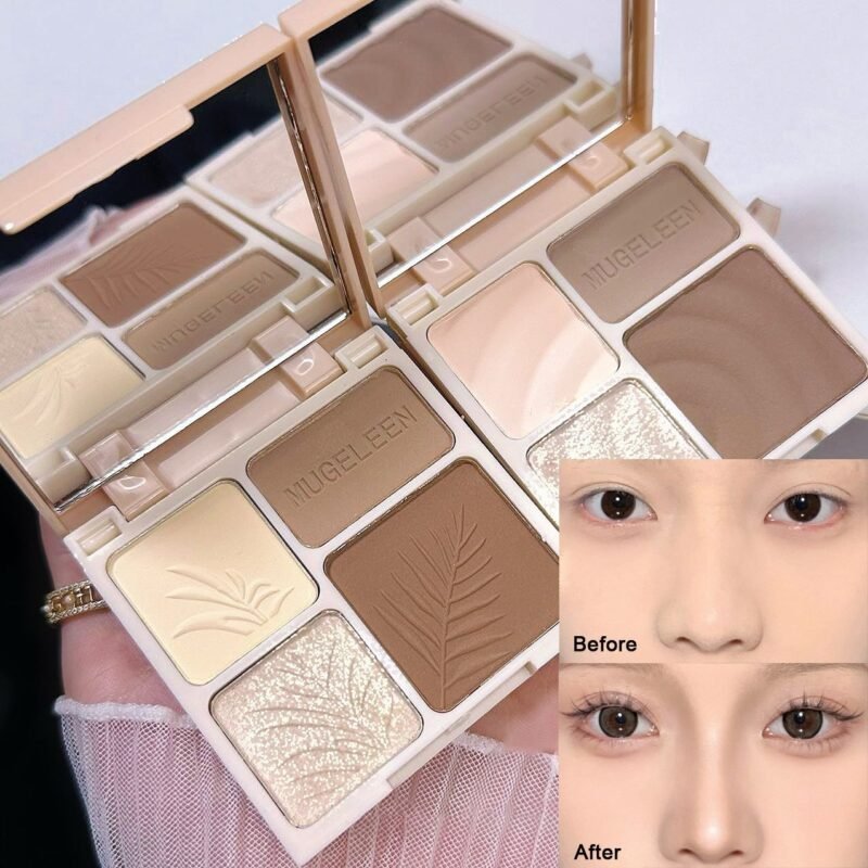 4 Colors Facial Highlighter Makeup Palette 3D Nose Shadow Cosmetics Matte Face - Image 2