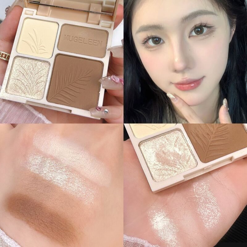4 Colors Facial Highlighter Makeup Palette 3D Nose Shadow Cosmetics Matte Face - Image 4